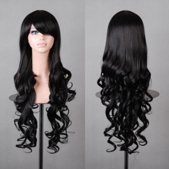 Lady Long Curly Wigs Fashion Cosplay Costume Hair Anime - Picture 13 of 13